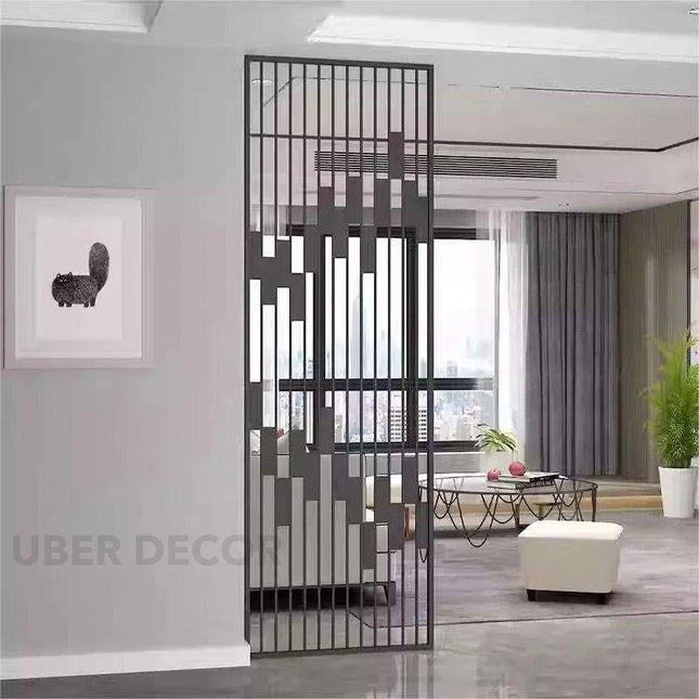 ARCO Stainless Steel Architectural Room Divider With Vertical Slat Design For Living Room Dining Area And Transitional Interior Spaces