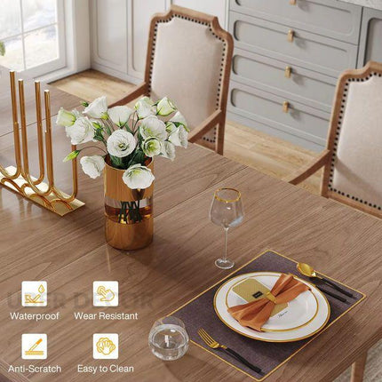 Aurelius Cross Rectangular Dining Table Mid Century Modern Architectural Design Solid Wood Pedestal Base Dining Table for Modern Homes