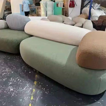 Pebble Cobblestone Curved Fabric Sofa – Artistic Rock-Inspired Modular Design Sofa Set for Living Room