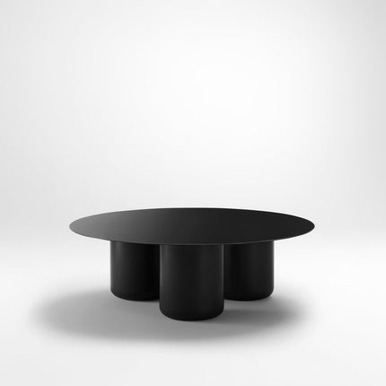Ord Coffee Table, Modern Sculptural Cobalt Blue Round Minimalist Center Table with Cylindrical Base for Living Room