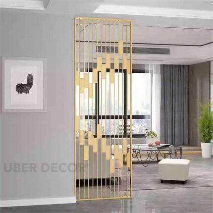 ARCO Stainless Steel Architectural Room Divider With Vertical Slat Design For Living Room Dining Area And Transitional Interior Spaces