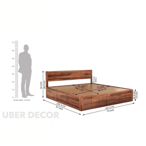 HavenWood Japandi Modern Platform Customisable Bed for Master Bedroom - Uber Decor