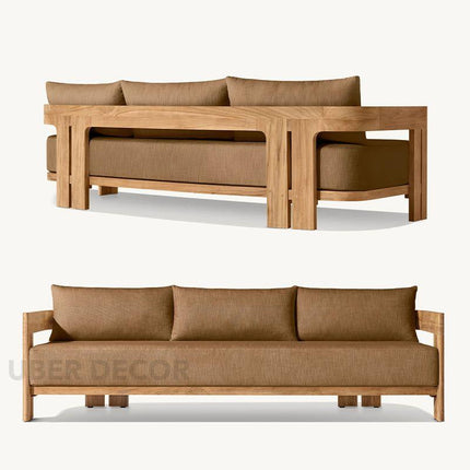 Leon Solid Teak Outdoor Sofa Set Premium Modern Wooden Lounge Furniture for Patio, Terrace & Poolside