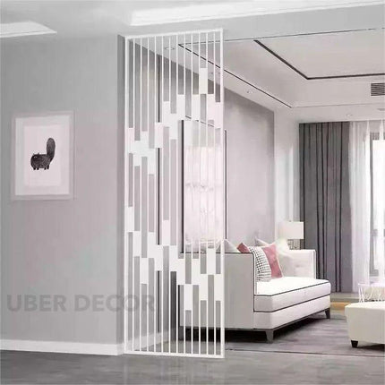 ARCO Stainless Steel Architectural Room Divider With Vertical Slat Design For Living Room Dining Area And Transitional Interior Spaces