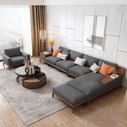 Monaco Japandi Modern Sectional Sofa Couch with Lounger for Living Room &Lounges