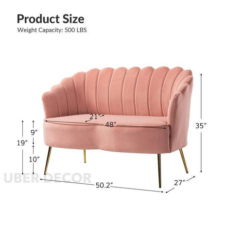 Sariel 50" Loveseat- Tufted Back Curved 2 Seater Sofa for Kids Room, Small Spaces, Hotel, Apartment - Uber Decor