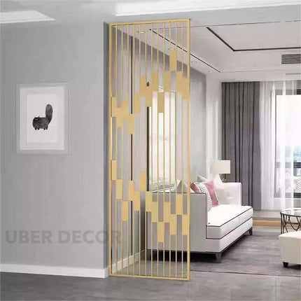 ARCO Stainless Steel Architectural Room Divider With Vertical Slat Design For Living Room Dining Area And Transitional Interior Spaces
