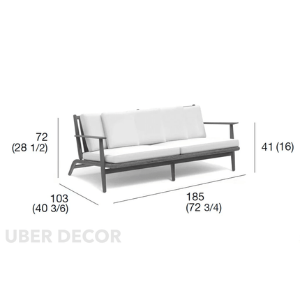 Houston 3-Seater Mid-Century Modern Sofa Wooden Frame Minimalist Couch for Living Room