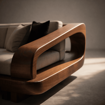 Toronto Luxury Wooden Sofa Sculptural Modern Couch for Living Room