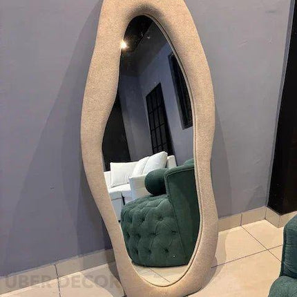 Modern Wavy Edge Full Length Standing Mirror-Large Sized Aesthetic Unique Stylish Mirror for Bedroom