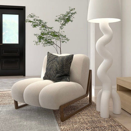Pure Nest Bedroom Chair Mid Century Modern Scandinavian Inspired Solid Wood Frame Fixed Base Cozy Chair Living Room and Bedroom