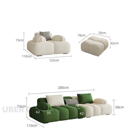 Lucca 3-Seater Postmodern Puff Sofa – Minimalist Lazy Couch for Living Room, Lounge, or Bedroom - Uber Decor