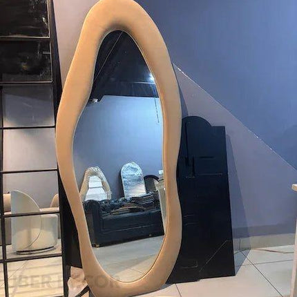 Modern Wavy Edge Full Length Standing Mirror-Large Sized Aesthetic Unique Stylish Mirror for Bedroom