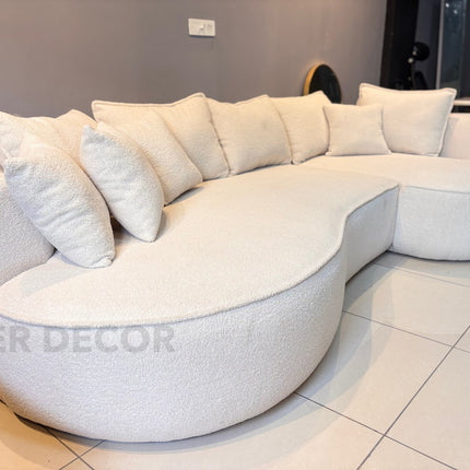 Boucle Breeze Curved Luxury Sofa - Elegant Boucle Couch for Modern Interiors- 1, 3, 5, 7 seater