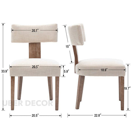 SereneSet Dining Chair Set of 2 Mid Century Modern Solid Wood Legs Custom Made Design Ideal for Dining Room Kitchen Dining Area - Uber Decor