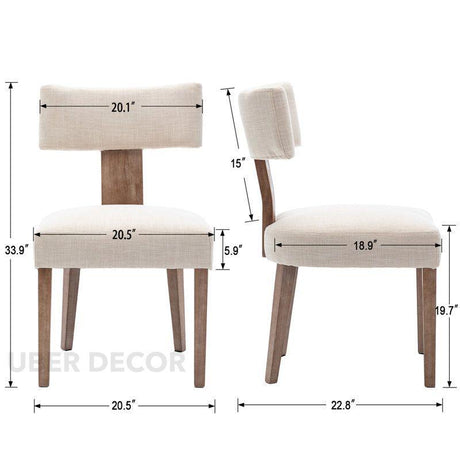 SereneSet Dining Chair Set of 2 Mid Century Modern Solid Wood Legs Custom Made Design Ideal for Dining Room Kitchen Dining Area - Uber Decor