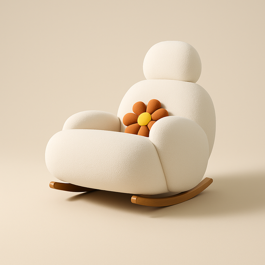 Iraaya Minimalist Plushy Velvet Rocking Cloud Chair with Ottoman for Living Room or Bedroom