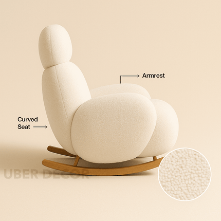 Iraaya Minimalist Plushy Velvet Rocking Cloud Chair with Ottoman for Living Room or Bedroom