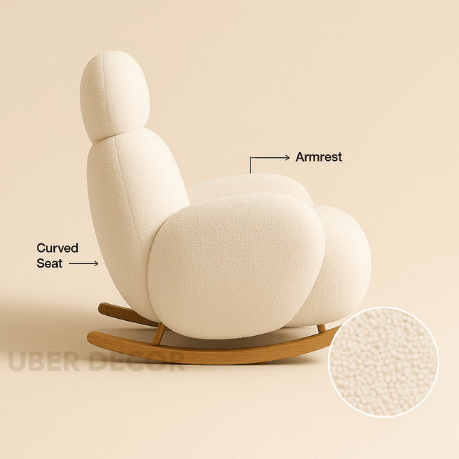 Iraaya Minimalist Plushy Velvet Rocking Cloud Chair with Ottoman for Living Room or Bedroom