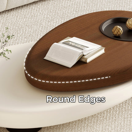 Songhua Contemporary Mid Century Japandi Coffee Table – Organic Two Tone Sculptural Design with Solid Wood Top and Inset Tray – Modern Centerpiece for Living Room