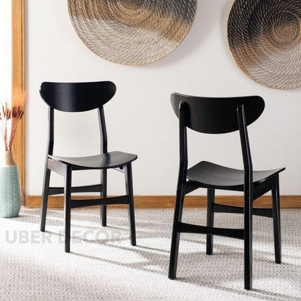 Nero Set of 2 Modern Wooden Side Chairs with Curved Backrest and Sleek Matte Finish - Uber Decor