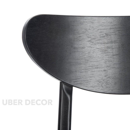 Nero Set of 2 Modern Wooden Side Chairs with Curved Backrest and Sleek Matte Finish - Uber Decor