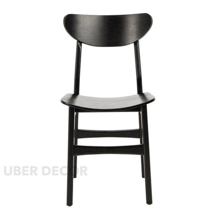Nero Set of 2 Modern Wooden Side Chairs with Curved Backrest and Sleek Matte Finish - Uber Decor