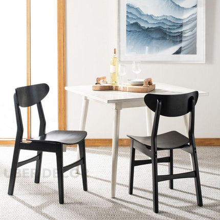 Nero Set of 2 Modern Wooden Side Chairs with Curved Backrest and Sleek Matte Finish - Uber Decor