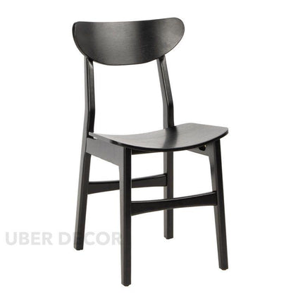 Nero Set of 2 Modern Wooden Side Chairs with Curved Backrest and Sleek Matte Finish - Uber Decor