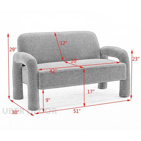 Zenvy 51" Modern Curved Arm Designer Couch – Playful Minimalist Seating for Contemporary Homes - Uber Decor