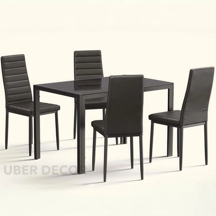 Urban Haven Rectangular Tempered Glass Dining Table Modern Contemporary Design with Strong Metal Frame for Dining Room