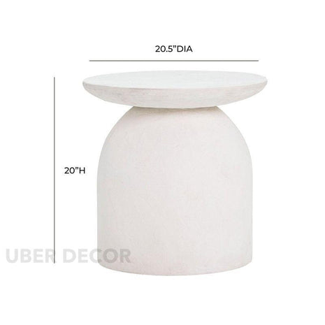 Alba Dome – Custom White Sculptural Dome Base Side Table in Japandi Scandinavian Mid Century Modern Style for Living Room or Bedroom - Uber Decor
