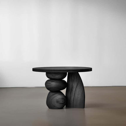 Chindwin Coffee Table, Sculptural Organic Wooden Artistic Center Table with Pebble Base for Living Room