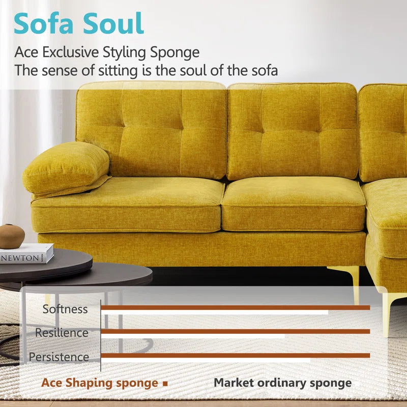 Prague 82" Sectional Sofa- Convertible L-Shaped Sofa Couch with Reversible Chaise- Lounger Sofa for Living Room