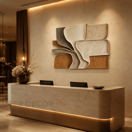 Sculpted Leaf Rhythm Japandi 3D Wall Art – Organic Relief for Living Room