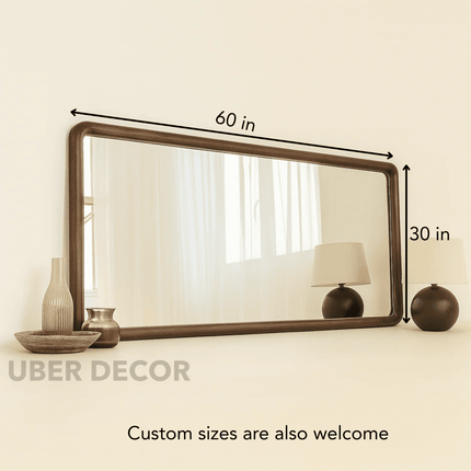 June Teak Wood Wall Mirror – Sleek Vertical & Horizontal Mirror for Entryway, Living Room & Bedroom