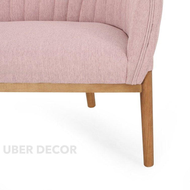 Zorina 55" Loveseat- Curved Tufted Back Upholstered 2 Seater Sofa with Wooden Legs For Living Room - Uber Decor