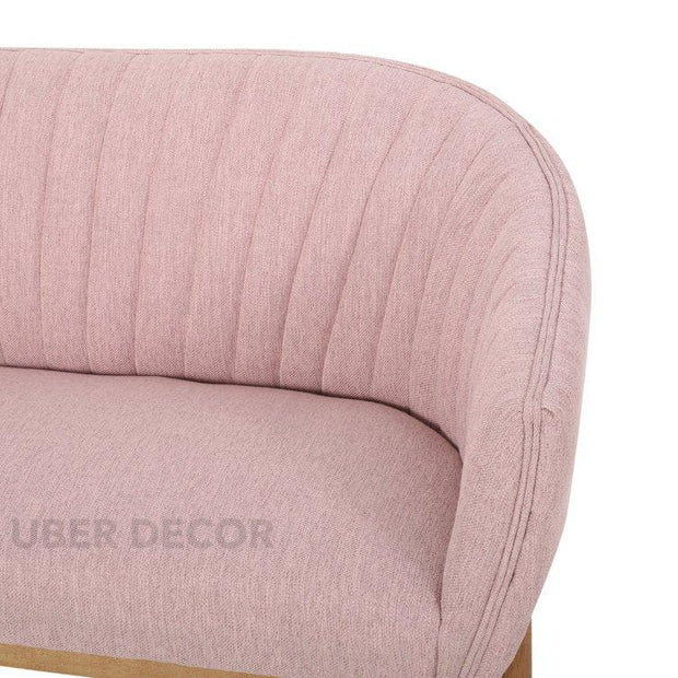 Zorina 55" Loveseat- Curved Tufted Back Upholstered 2 Seater Sofa with Wooden Legs For Living Room - Uber Decor