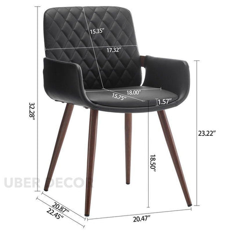 Tavra Contemporary Dining Chair Set of 2 Modern Custom Made Design with Armrest Ideal for Dining Room Office Space - Uber Decor