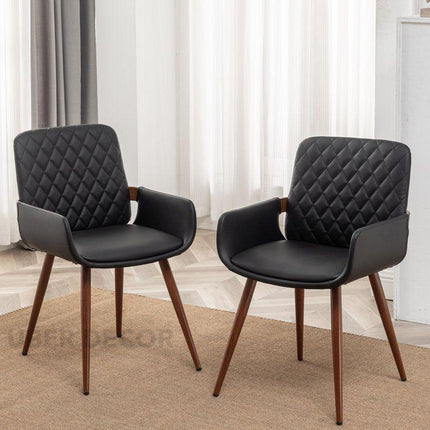 Tavra Contemporary Dining Chair Set of 2 Modern Custom Made Design with Armrest Ideal for Dining Room Office Space - Uber Decor