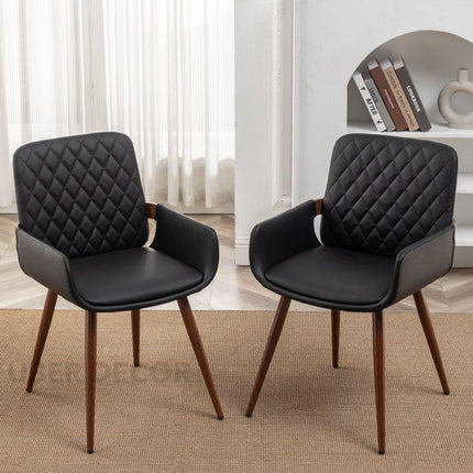 Tavra Contemporary Dining Chair Set of 2 Modern Custom Made Design with Armrest Ideal for Dining Room Office Space - Uber Decor