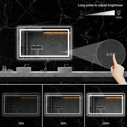 Shinelis round circle design led mirror- 3-colour touch button led frameless bathroom vanity mirror