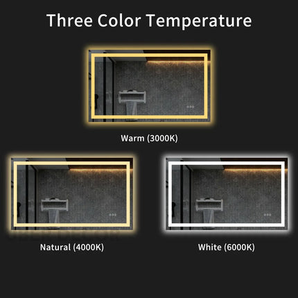 Shinelis round circle design led mirror- 3-colour touch button led frameless bathroom vanity mirror