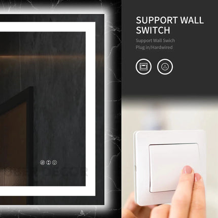 Pluma led mirror- 3-colour front-lit touch button led frameless bathroom vanity mirror