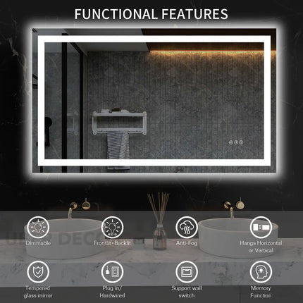 Shinelis round circle design led mirror- 3-colour touch button led frameless bathroom vanity mirror