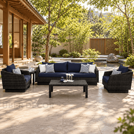 Leafelle Sofa & Chair Set with Twin Tables Outdoor Seating for Poolside Patios, Garden Terraces & Tropical Decks