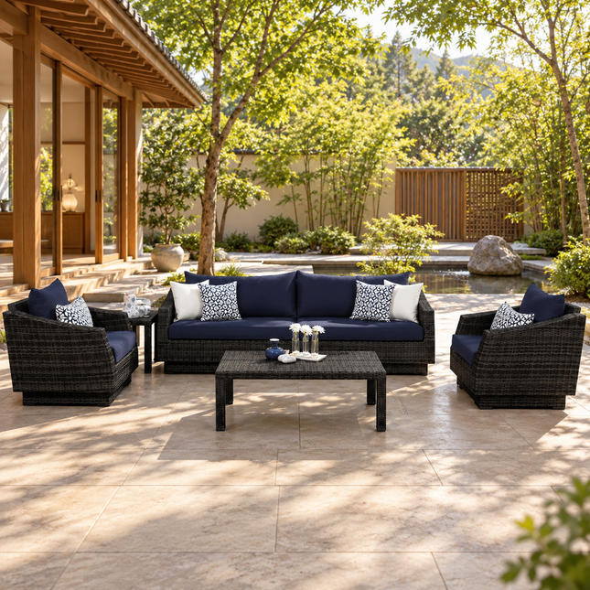 Leafelle Sofa & Chair Set with Twin Tables Outdoor Seating for Poolside Patios, Garden Terraces & Tropical Decks