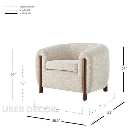 Tayra Accent Chair- Cute Oversized Upholstered Barrel Chair with Extra Depth and Height Seating - Uber Decor