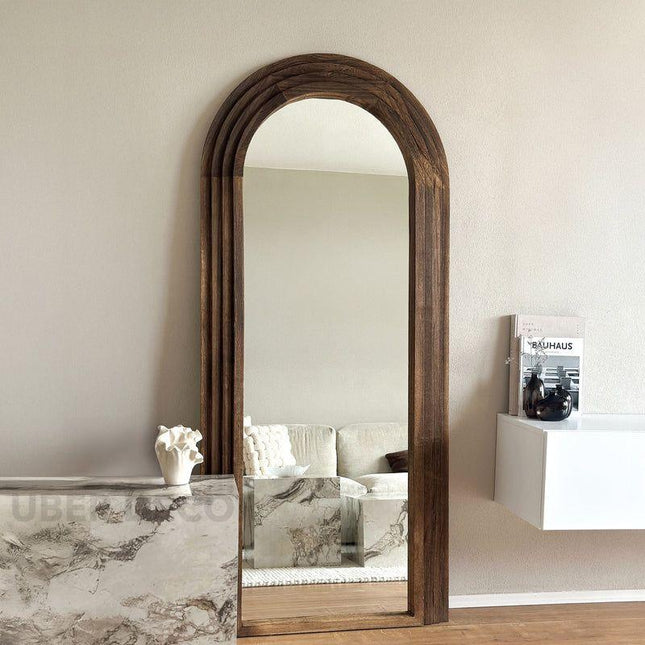 Ruby Arched Layered Wood Wall Mirror – Elegant Full-Length Mirror for Entryway & Living Room