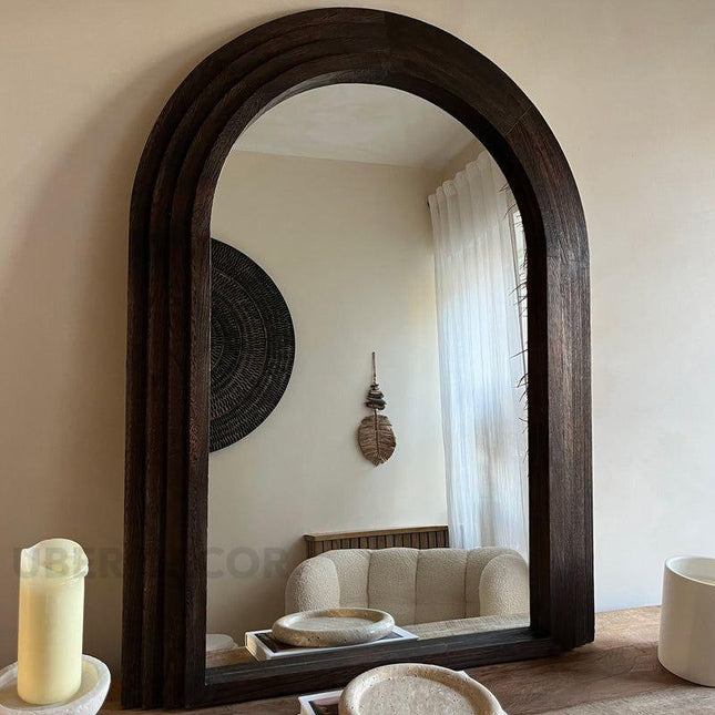 Vivienne Arched Layered Wood Mirror – Sculptural Wall Mirror for Niche & Console Styling